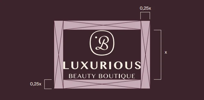 Luxurious Beauty Boutique brand guideline, logo clearspace specification