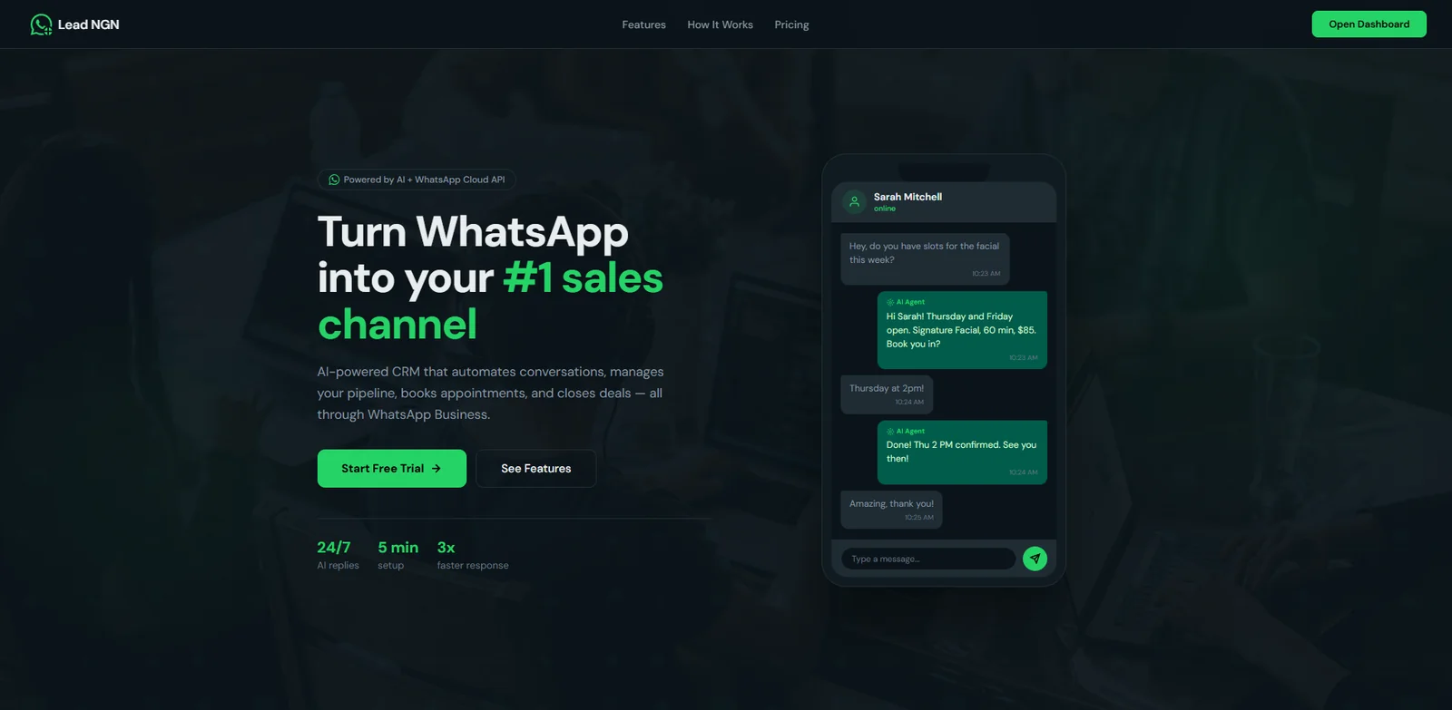 LeadNGN AI-powered WhatsApp CRM automating sales conversations